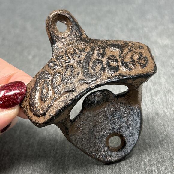 Coca Cola Cast Metal Wall Mount Bottle Opener Embossed Rustic Metal Decor - Picture 2 of 7